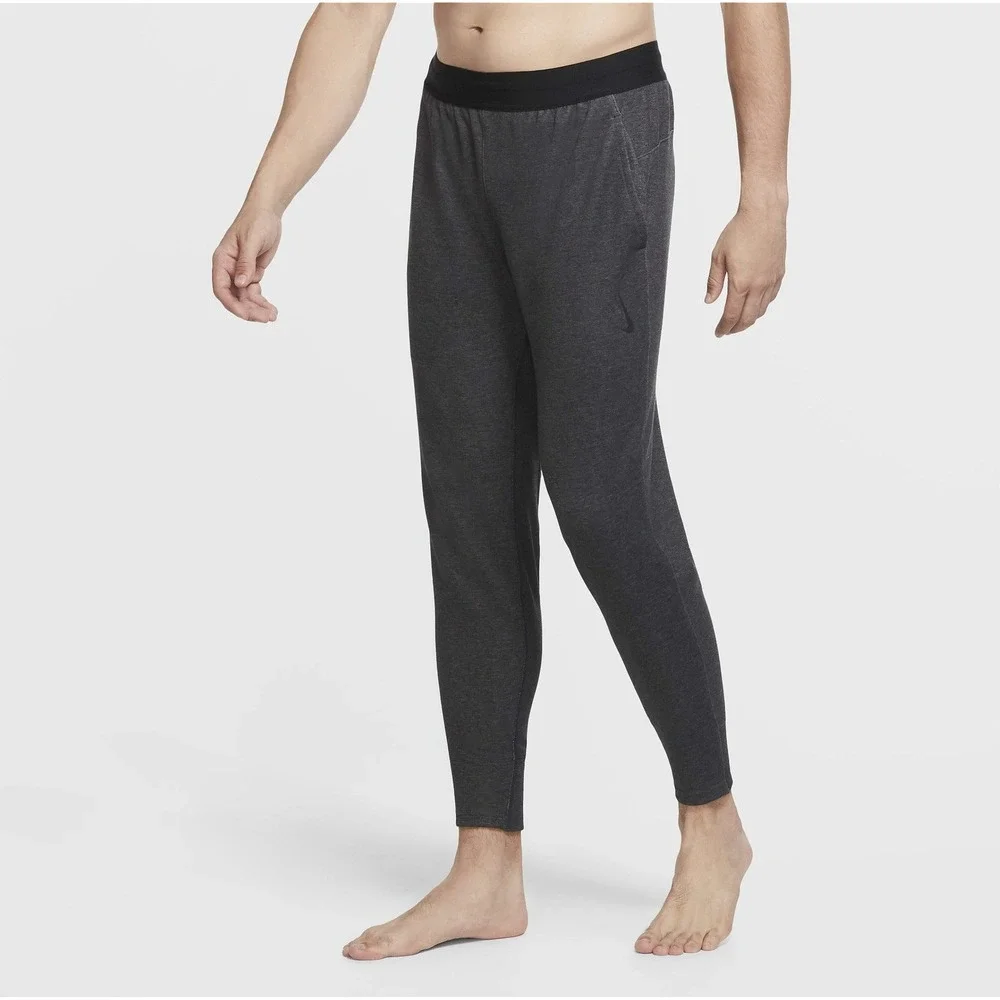 Nike Yoga Joggers Men Medium Charcoal Athletic Tapered Sweatpants Lounge Cozy